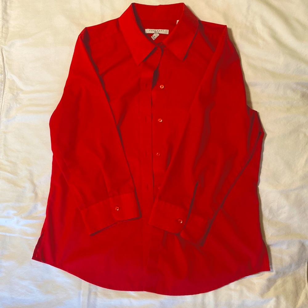 Red button down shirt